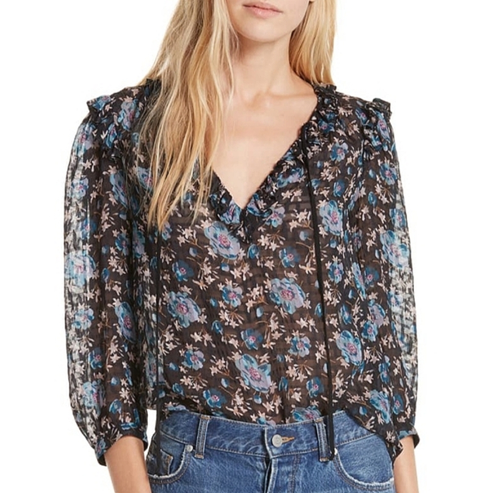 Rebecca Taylor Silk floral blouse size 2 New With Tags $295